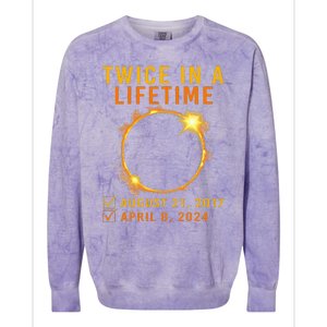 Solar Eclipse Twice In Lifetime 2024 Solar Eclipse Colorblast Crewneck Sweatshirt