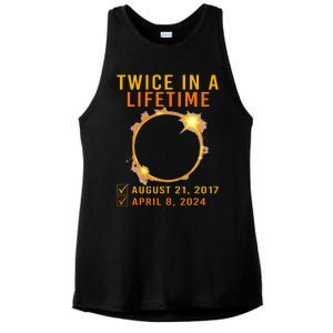 Solar Eclipse Twice In Lifetime 2024 Solar Eclipse Ladies PosiCharge Tri-Blend Wicking Tank