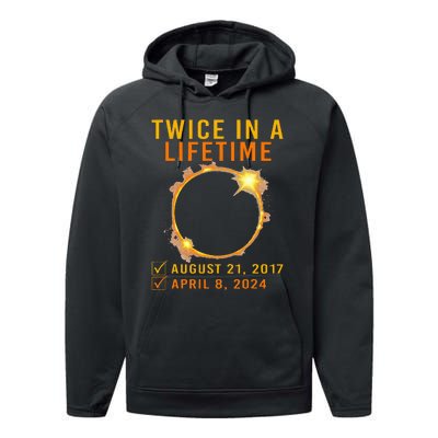 Solar Eclipse Twice In Lifetime 2024 Solar Eclipse Performance Fleece Hoodie