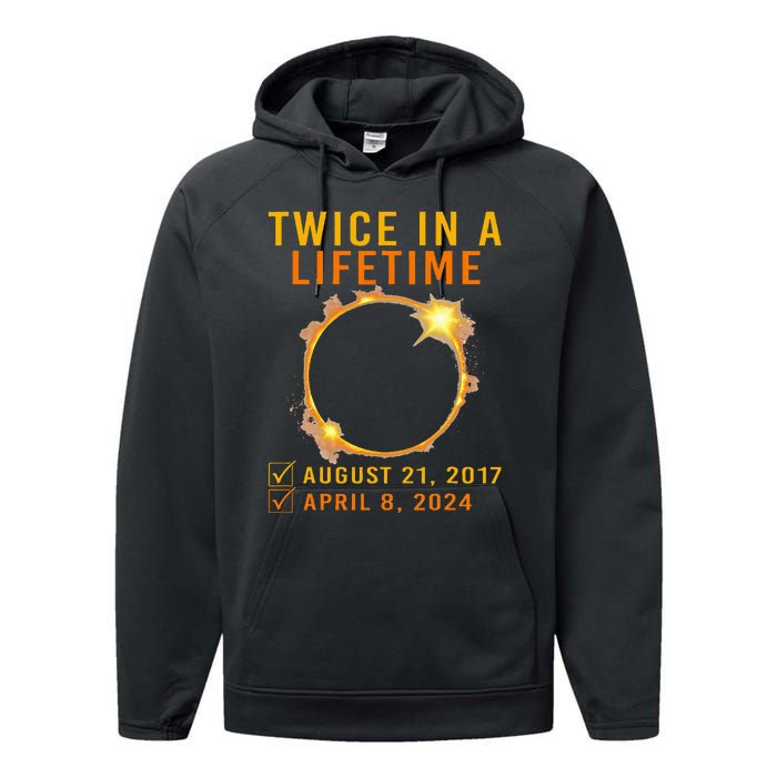 Solar Eclipse Twice In Lifetime 2024 Solar Eclipse Performance Fleece Hoodie