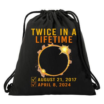 Solar Eclipse Twice In Lifetime 2024 Solar Eclipse Drawstring Bag