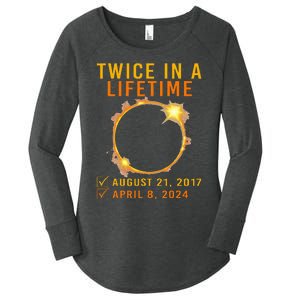 Solar Eclipse Twice In Lifetime 2024 Solar Eclipse Women's Perfect Tri Tunic Long Sleeve Shirt