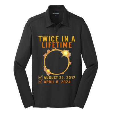 Solar Eclipse Twice In Lifetime 2024 Solar Eclipse Silk Touch Performance Long Sleeve Polo