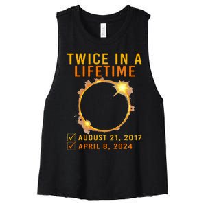 Solar Eclipse Twice In Lifetime 2024 Solar Eclipse Women's Racerback Cropped Tank