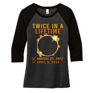 Solar Eclipse Twice In Lifetime 2024 Solar Eclipse Women's Tri-Blend 3/4-Sleeve Raglan Shirt