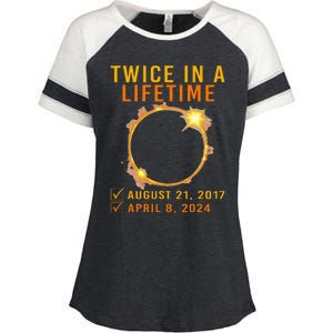 Solar Eclipse Twice In Lifetime 2024 Solar Eclipse Enza Ladies Jersey Colorblock Tee