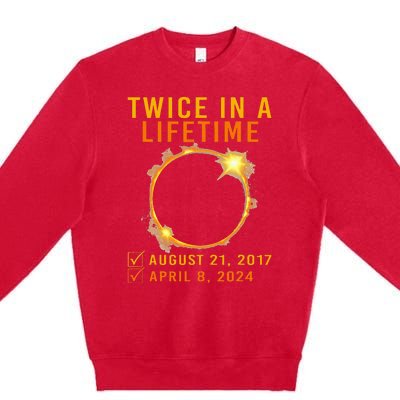 Solar Eclipse Twice In Lifetime 2024 Solar Eclipse Premium Crewneck Sweatshirt