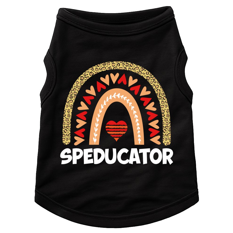 Special Ed Teacher Speducator Leopard Boho Rainbows Hearts Gift Doggie Tank