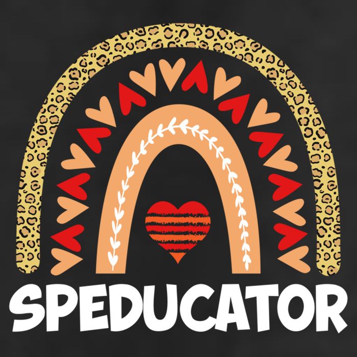 Special Ed Teacher Speducator Leopard Boho Rainbows Hearts Gift Adult Drive Performance Visor