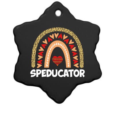 Special Ed Teacher Speducator Leopard Boho Rainbows Hearts Gift Ceramic Star Ornament