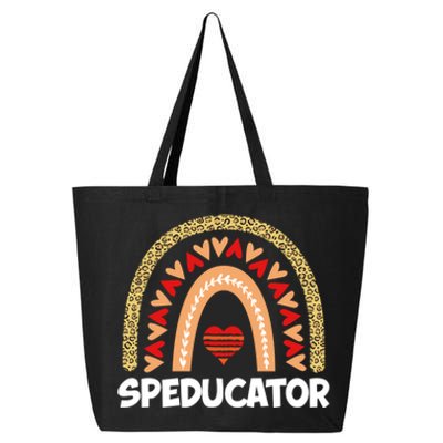 Special Ed Teacher Speducator Leopard Boho Rainbows Hearts Gift 25L Jumbo Tote