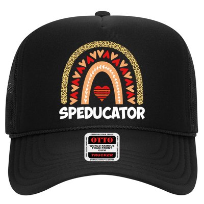 Special Ed Teacher Speducator Leopard Boho Rainbows Hearts Gift Trucker Hat