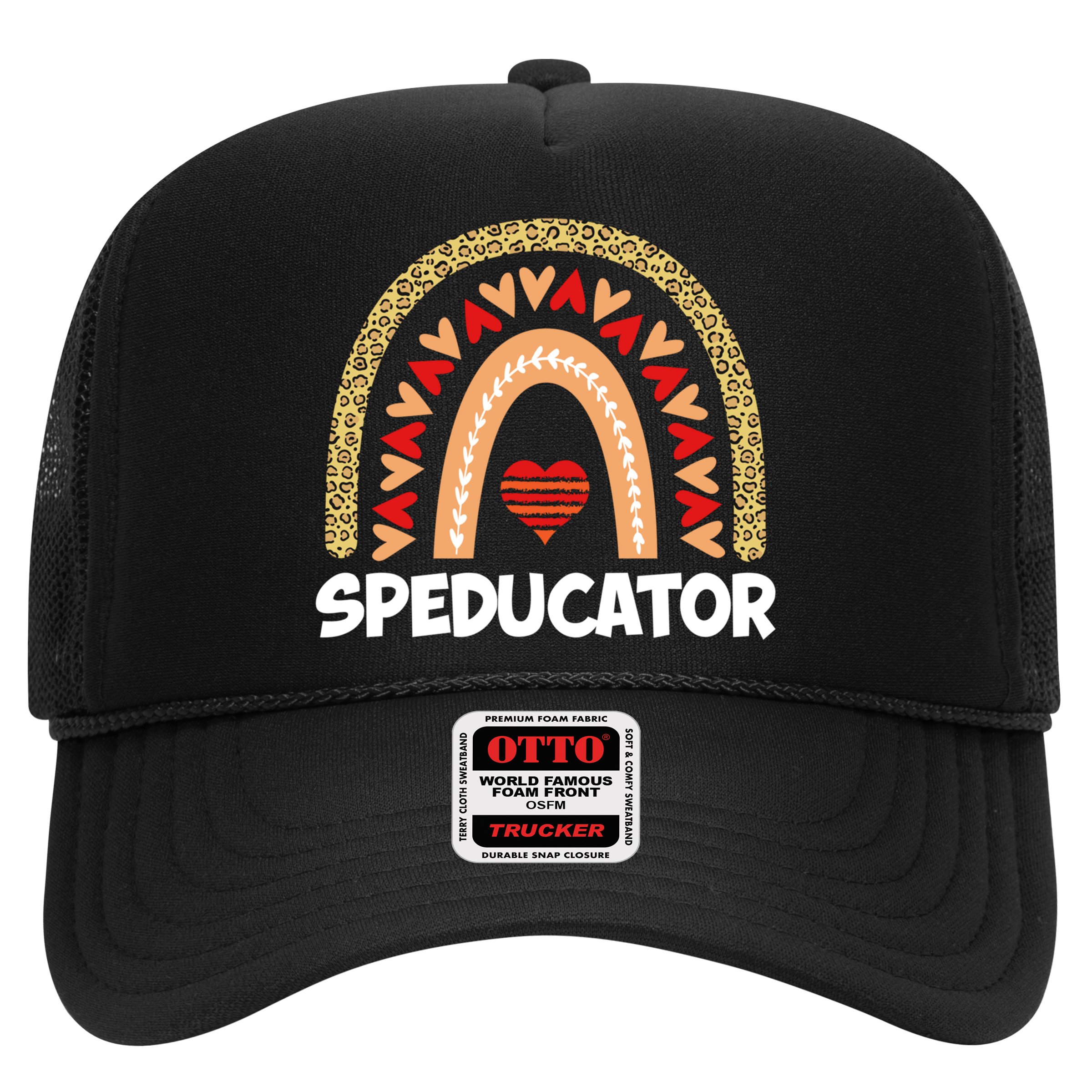 Special Ed Teacher Speducator Leopard Boho Rainbows Hearts Gift Hat