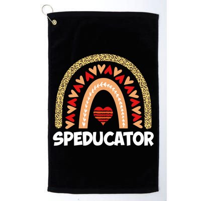 Special Ed Teacher Speducator Leopard Boho Rainbows Hearts Gift Golf Towel