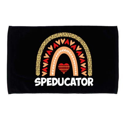 Special Ed Teacher Speducator Leopard Boho Rainbows Hearts Gift Microfiber Hand Towel