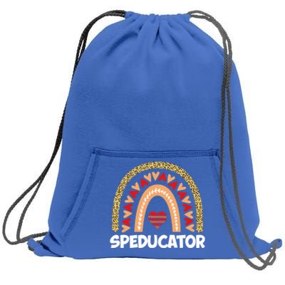 Special Ed Teacher Speducator Leopard Boho Rainbows Hearts Gift Sweatshirt Cinch Pack Bag