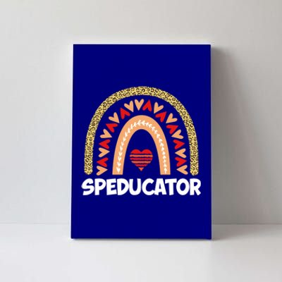 Special Ed Teacher Speducator Leopard Boho Rainbows Hearts Gift Canvas