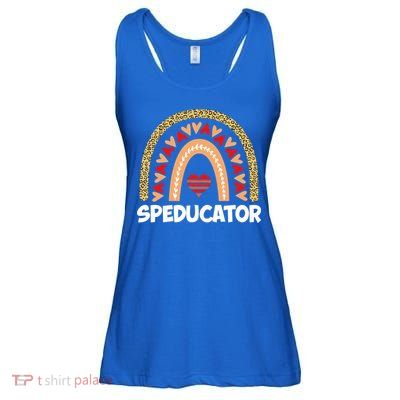 Special Ed Teacher Speducator Leopard Boho Rainbows Hearts Gift Ladies Essential Flowy Tank