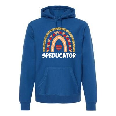 Special Ed Teacher Speducator Leopard Boho Rainbows Hearts Gift Premium Hoodie