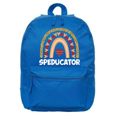 Special Ed Teacher Speducator Leopard Boho Rainbows Hearts Gift 16 in Basic Backpack