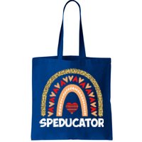 Special Ed Teacher Speducator Leopard Boho Rainbows Hearts Gift Tote Bag