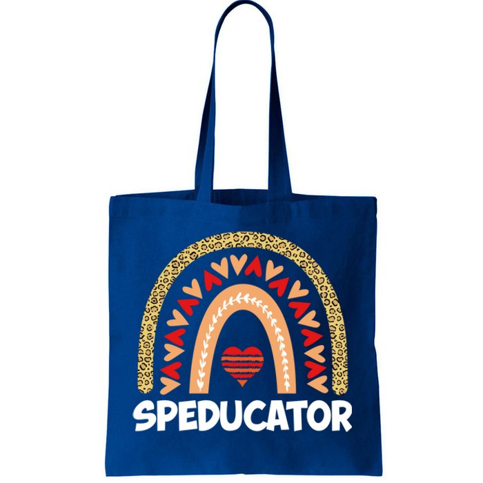 Special Ed Teacher Speducator Leopard Boho Rainbows Hearts Gift Tote Bag