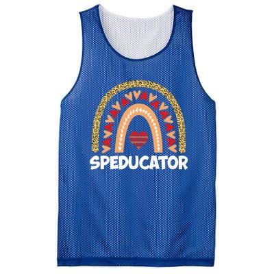 Special Ed Teacher Speducator Leopard Boho Rainbows Hearts Gift Mesh Reversible Basketball Jersey Tank