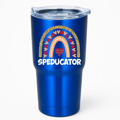 Special Ed Teacher Speducator Leopard Boho Rainbows Hearts Gift Tumbler