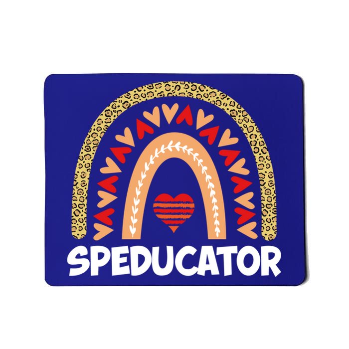 Special Ed Teacher Speducator Leopard Boho Rainbows Hearts Gift Mousepad