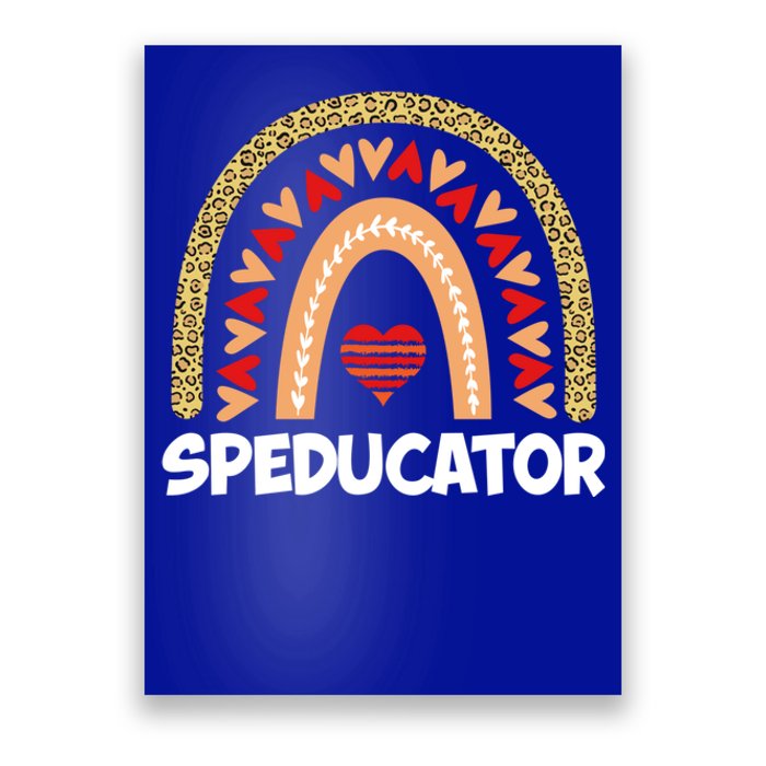 Special Ed Teacher Speducator Leopard Boho Rainbows Hearts Gift Poster