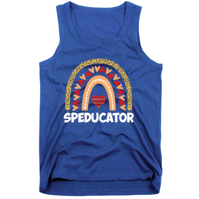 Special Ed Teacher Speducator Leopard Boho Rainbows Hearts Gift Tank Top