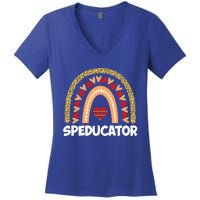 Special Ed Teacher Speducator Leopard Boho Rainbows Hearts Gift Women's V-Neck T-Shirt