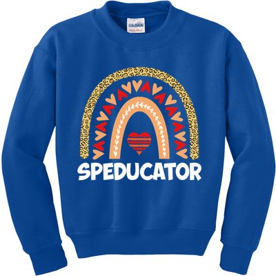 Special Ed Teacher Speducator Leopard Boho Rainbows Hearts Gift Kids Sweatshirt