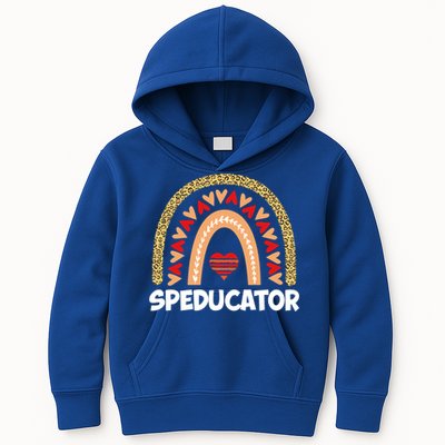 Special Ed Teacher Speducator Leopard Boho Rainbows Hearts Gift Kids Hoodie