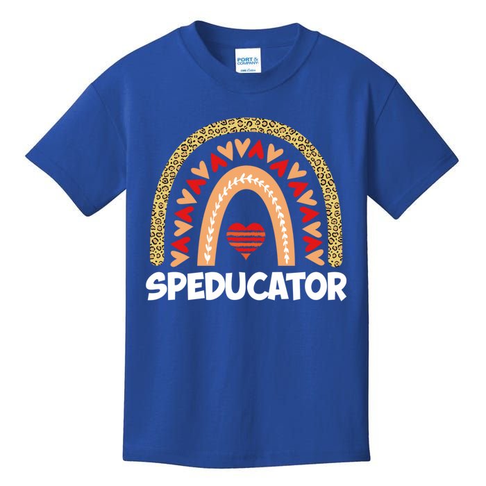 Special Ed Teacher Speducator Leopard Boho Rainbows Hearts Gift Kids T-Shirt