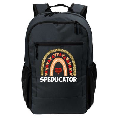 Special Ed Teacher Speducator Leopard Boho Rainbows Hearts Gift Daily Commute Backpack