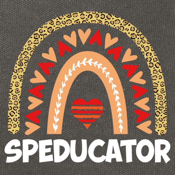 Special Ed Teacher Speducator Leopard Boho Rainbows Hearts Gift Cotton Canvas Backpack
