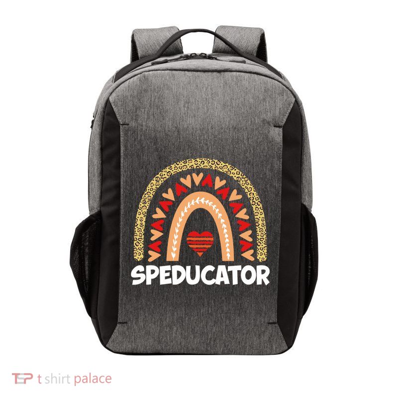 Special Ed Teacher Speducator Leopard Boho Rainbows Hearts Gift Vector Backpack