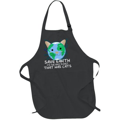 Save Earth The Only Planet With Cats Full-Length Apron With Pockets