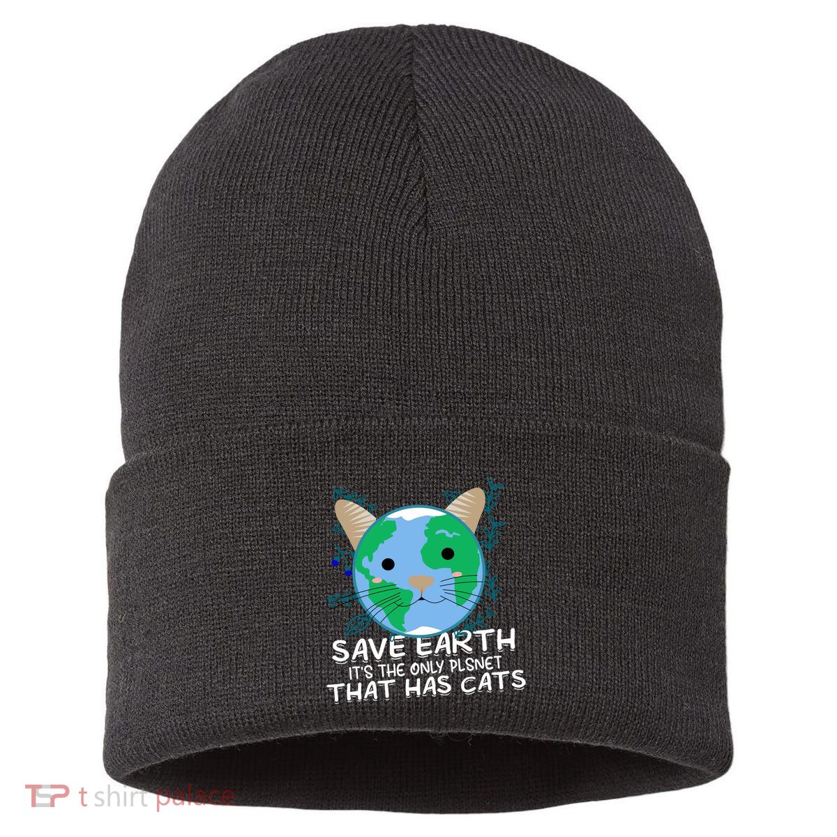 Save Earth The Only Planet With Cats Sustainable Knit Beanie