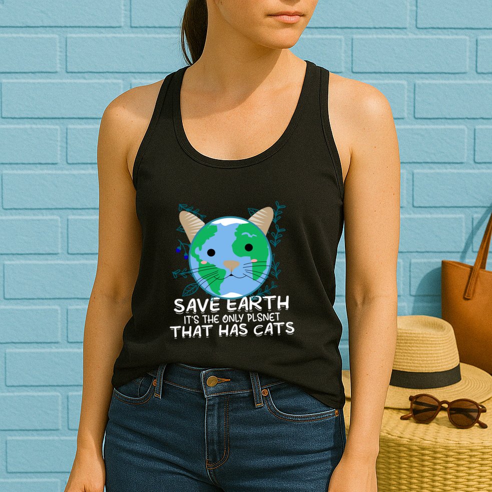 Save Earth The Only Planet With Cats Womens Tank Top