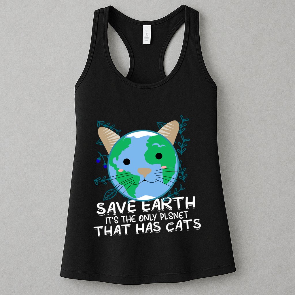 Save Earth The Only Planet With Cats Womens Tank Top