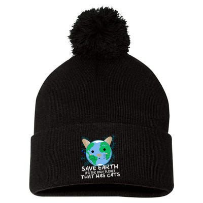 Save Earth The Only Planet With Cats Pom Pom 12in Knit Beanie