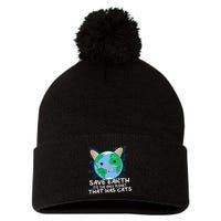 Save Earth The Only Planet With Cats Pom Pom 12in Knit Beanie