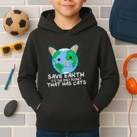 Save Earth The Only Planet With Cats Kids Hoodie