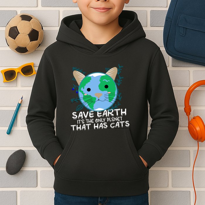Save Earth The Only Planet With Cats Kids Hoodie
