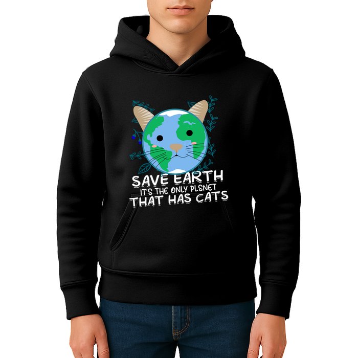 Save Earth The Only Planet With Cats Kids Hoodie