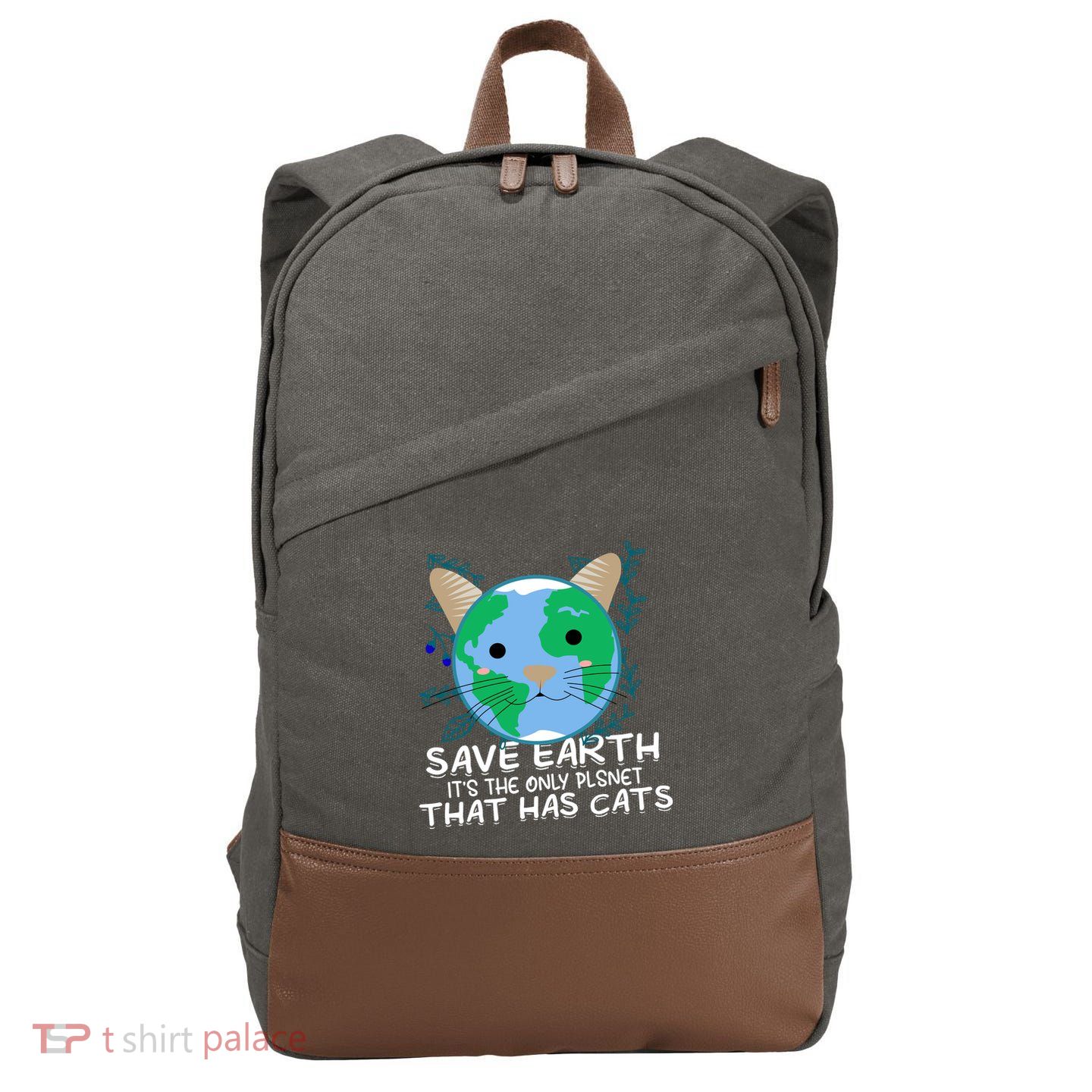 Save Earth The Only Planet With Cats Cotton Canvas Backpack