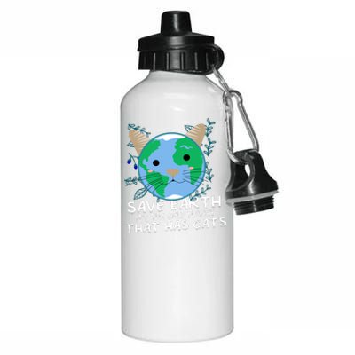 Save Earth The Only Planet With Cats Aluminum Water Bottle