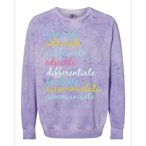 Special Education Teacher Laminate Advocate Caffeinate Colorblast Crewneck Sweatshirt